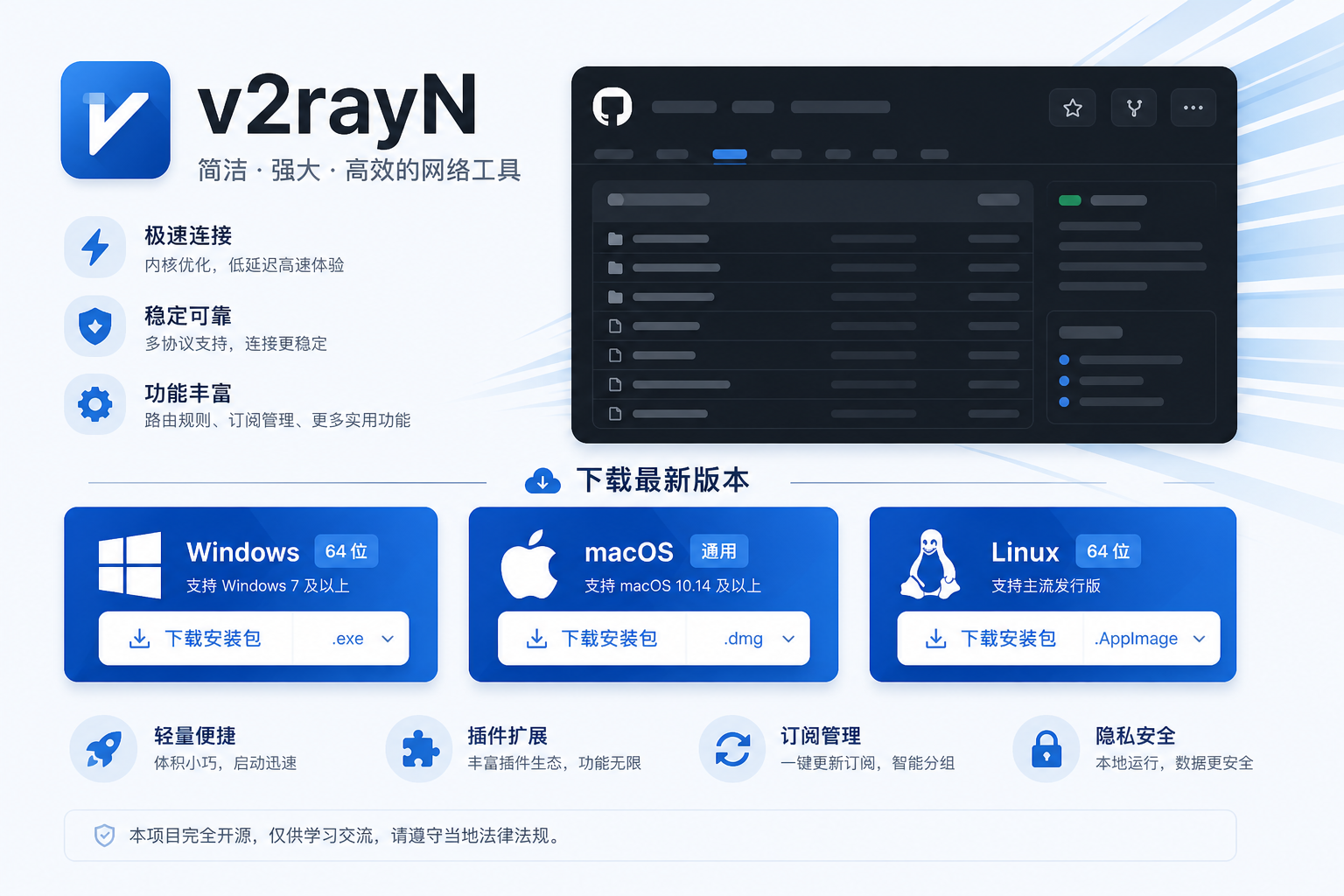 V2Ray官网最新版下载：V2RayN / V2RayNG / V2RayA 客户端宣传图